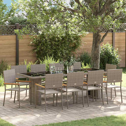 Set da Pranzo per Giardino 11 pcs Grigio polyrattan