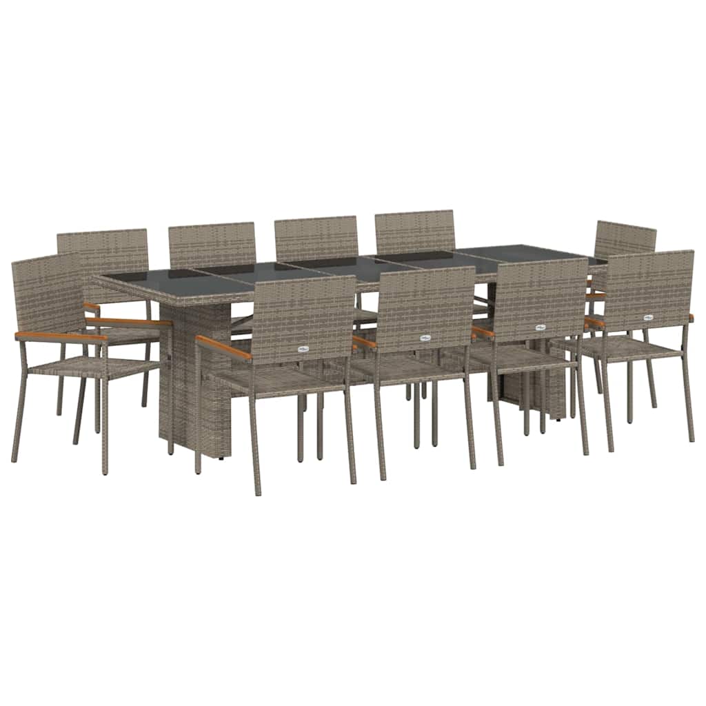 Set da Pranzo per Giardino 11 pcs Grigio polyrattan
