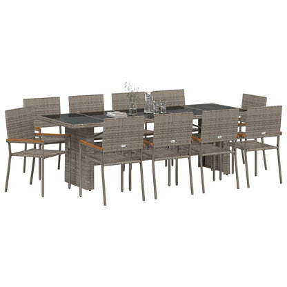 Set da Pranzo per Giardino 11 pcs Grigio polyrattan