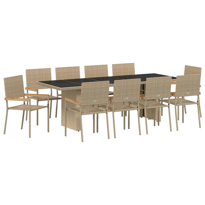 Set da Pranzo per Giardino 11 pcs Beige polyrattan