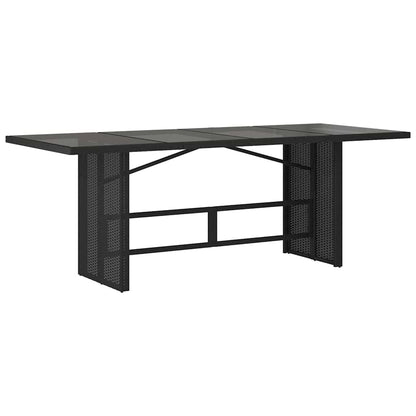 Set da Pranzo per Giardino 7 pcs Nero polyrattan