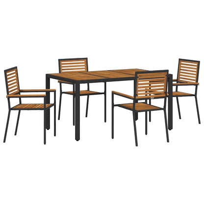 Set da Pranzo per Giardino 5 pcs Nero e Marrone polyrattan