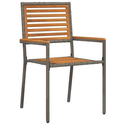 Set da Pranzo per Giardino 9 pcs Grigio e Marrone polyrattan