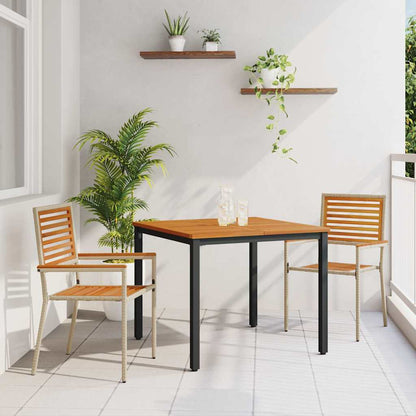 Set da Pranzo per Giardino 3 pcs Beige e Marrone polyrattan