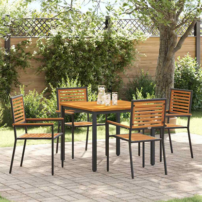 Set da Pranzo per Giardino 5 pcs Nero e Marrone polyrattan