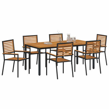 Set da Pranzo per Giardino 7 pcs Nero e Marrone polyrattan
