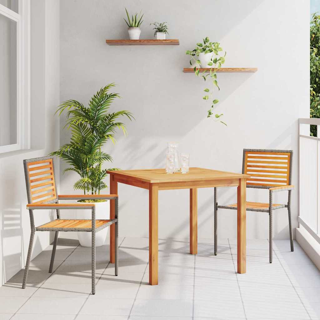 Set da Pranzo per Giardino 3 pcs Grigio