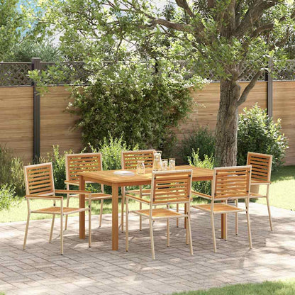 Set da Pranzo per Giardino 7 pcs Beige Legno di Acacia Massello