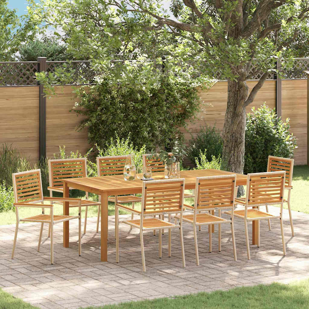 Set da Pranzo per Giardino 9 pcs Beige Legno di Acacia Massello