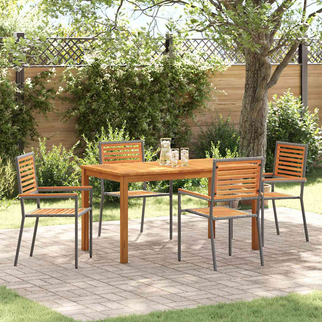 Set da Pranzo per Giardino 5 pcs Grigio
