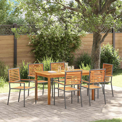 Set da Pranzo per Giardino 7 pcs Grigio