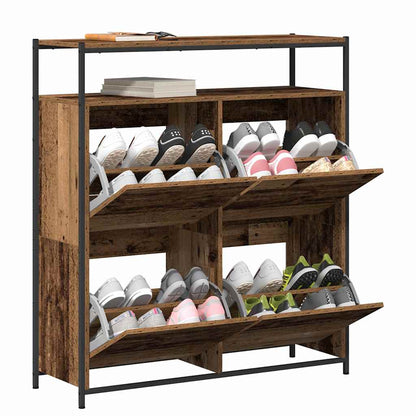 Mobile per scarpe con porta Legno vecchio 100 x 34 x 112 cm