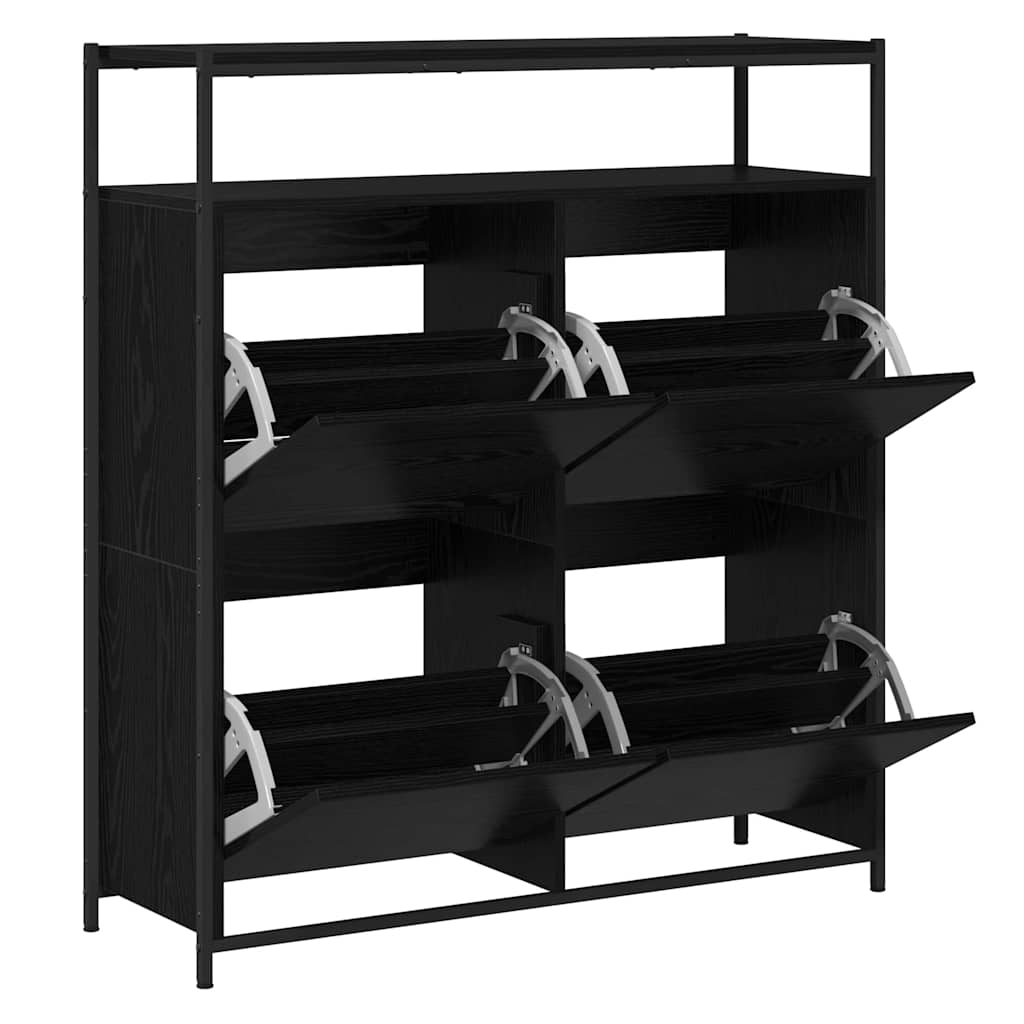 Mobile per scarpe con lo scaffale Rovere Nero 100 x 34 x 112 cm