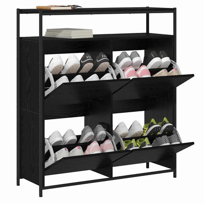 Mobile per scarpe con lo scaffale Rovere Nero 100 x 34 x 112 cm