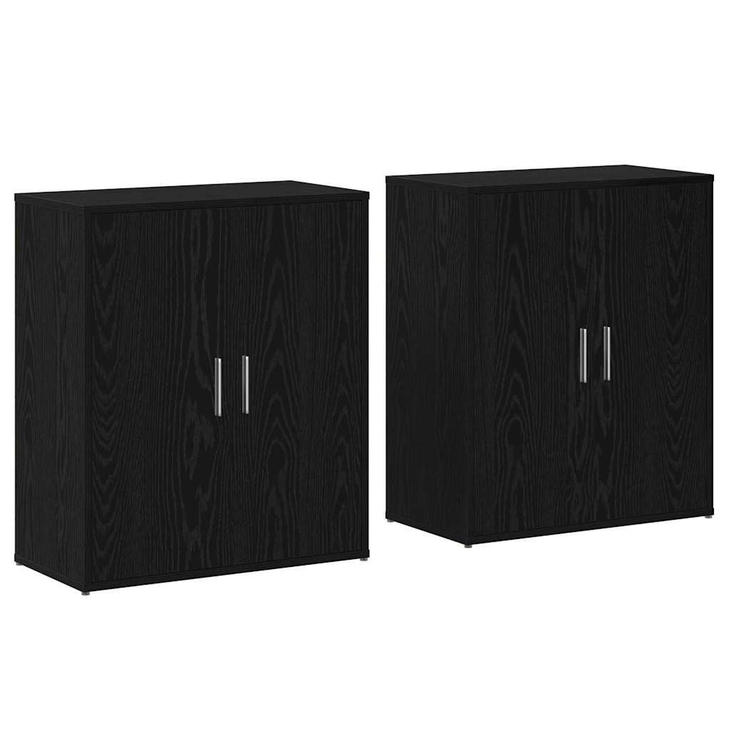 Credenza 2 pcs Rovere Nero 60 x 31 x 70 cm Legno multistrato