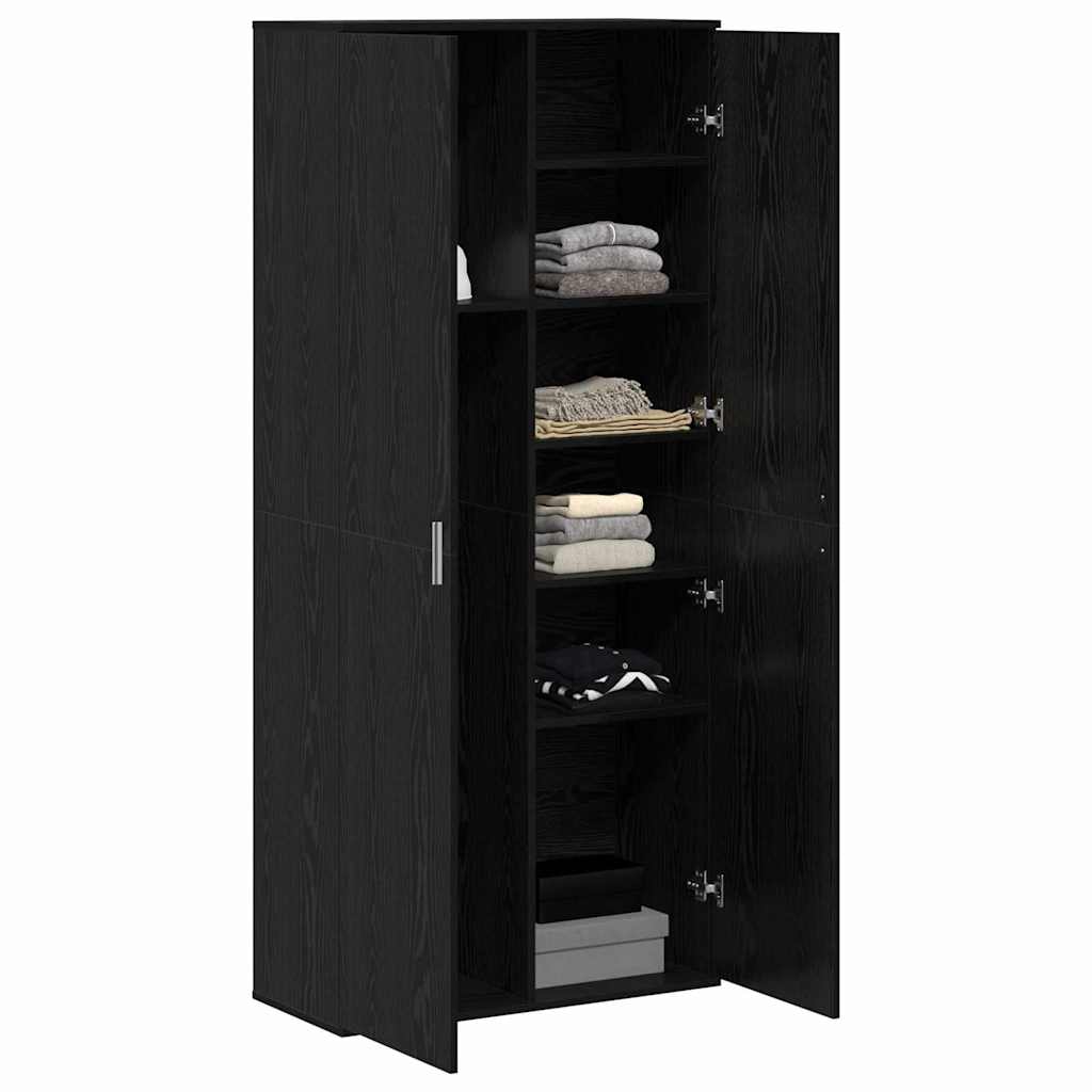 Highboard Rovere nero 80 x 35 x 180 cm Legno multistrato
