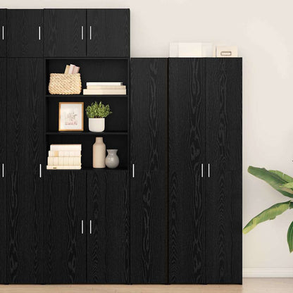 Credenza 2 pcs Rovere Nero 30 x 42,5 x 185 cm