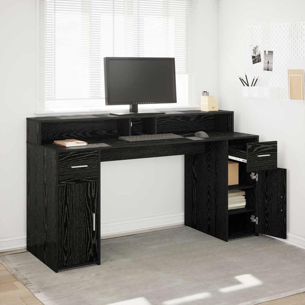 Scrivania Rovere nero 160 x 55 x 91 cm Legno multistrato