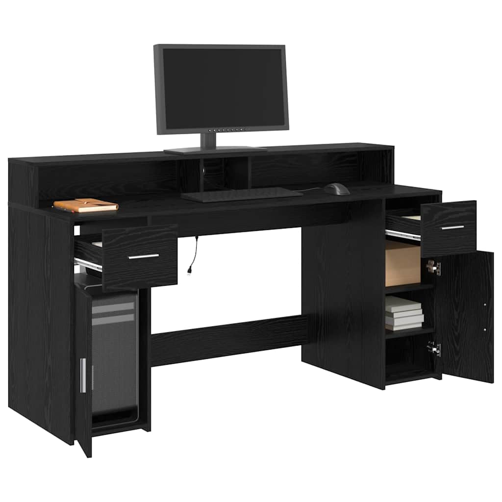 Scrivania Rovere nero 160 x 55 x 91 cm Legno multistrato