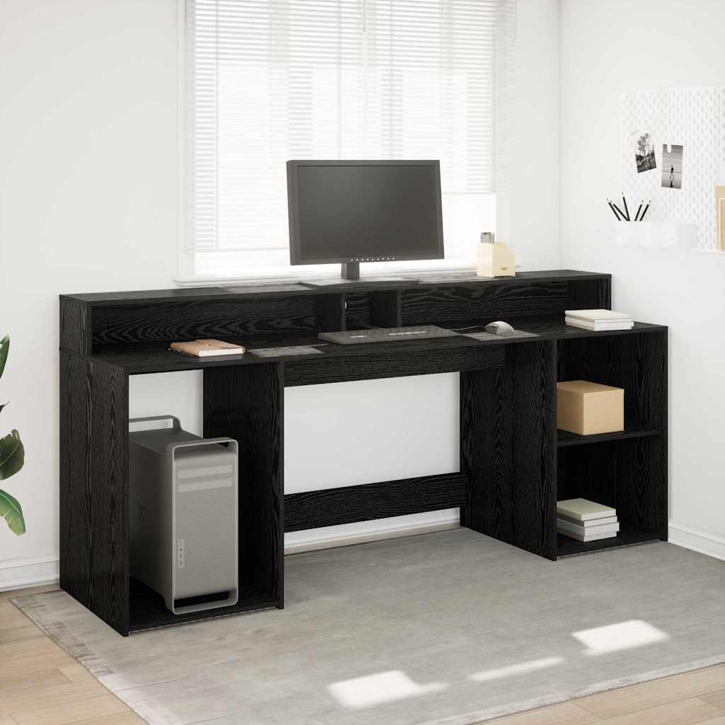 Scrivania Rovere nero 200 x 55 x 91 cm Legno multistrato