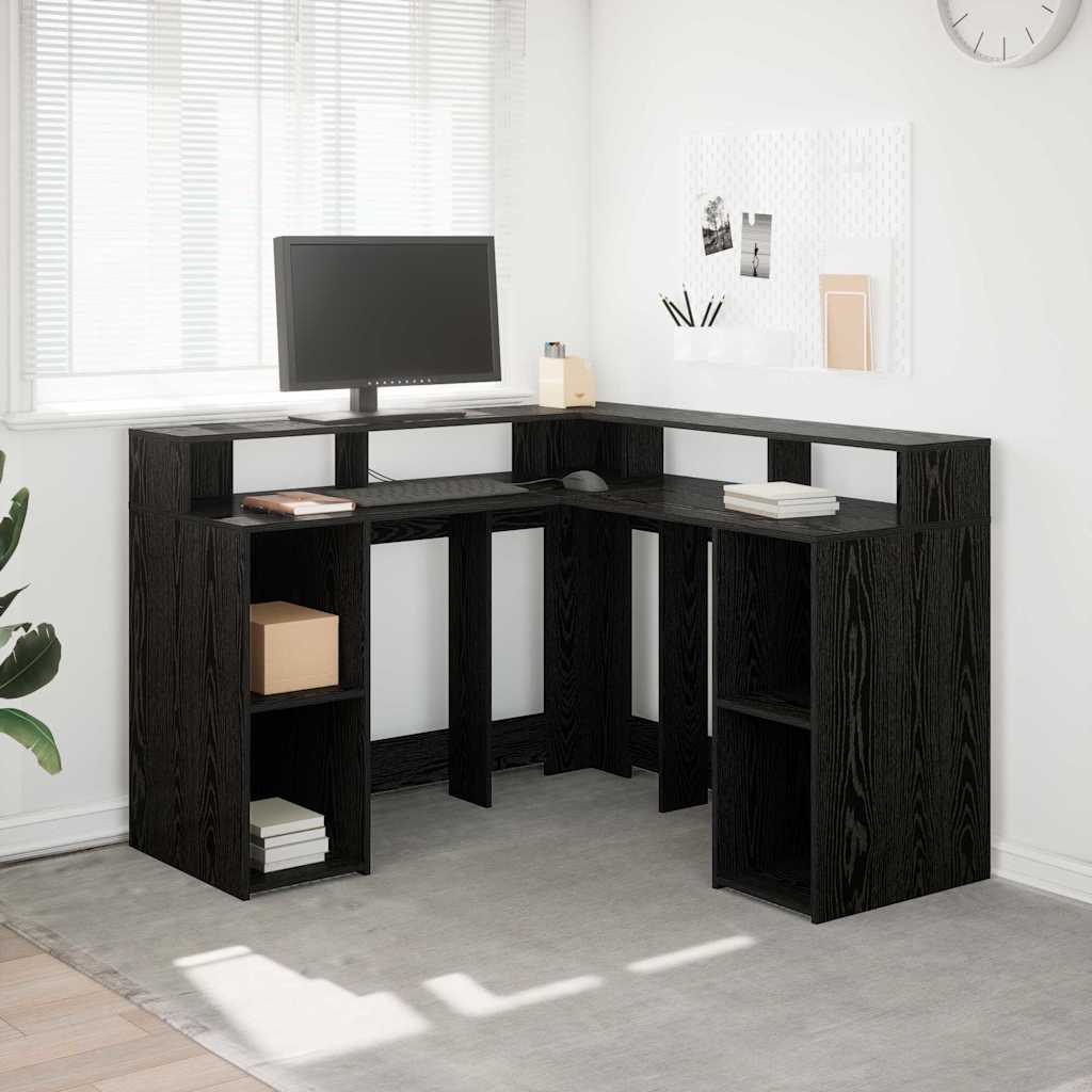 Scrivania Rovere Nero 130 x 130 x 91 cm Legno multistrato