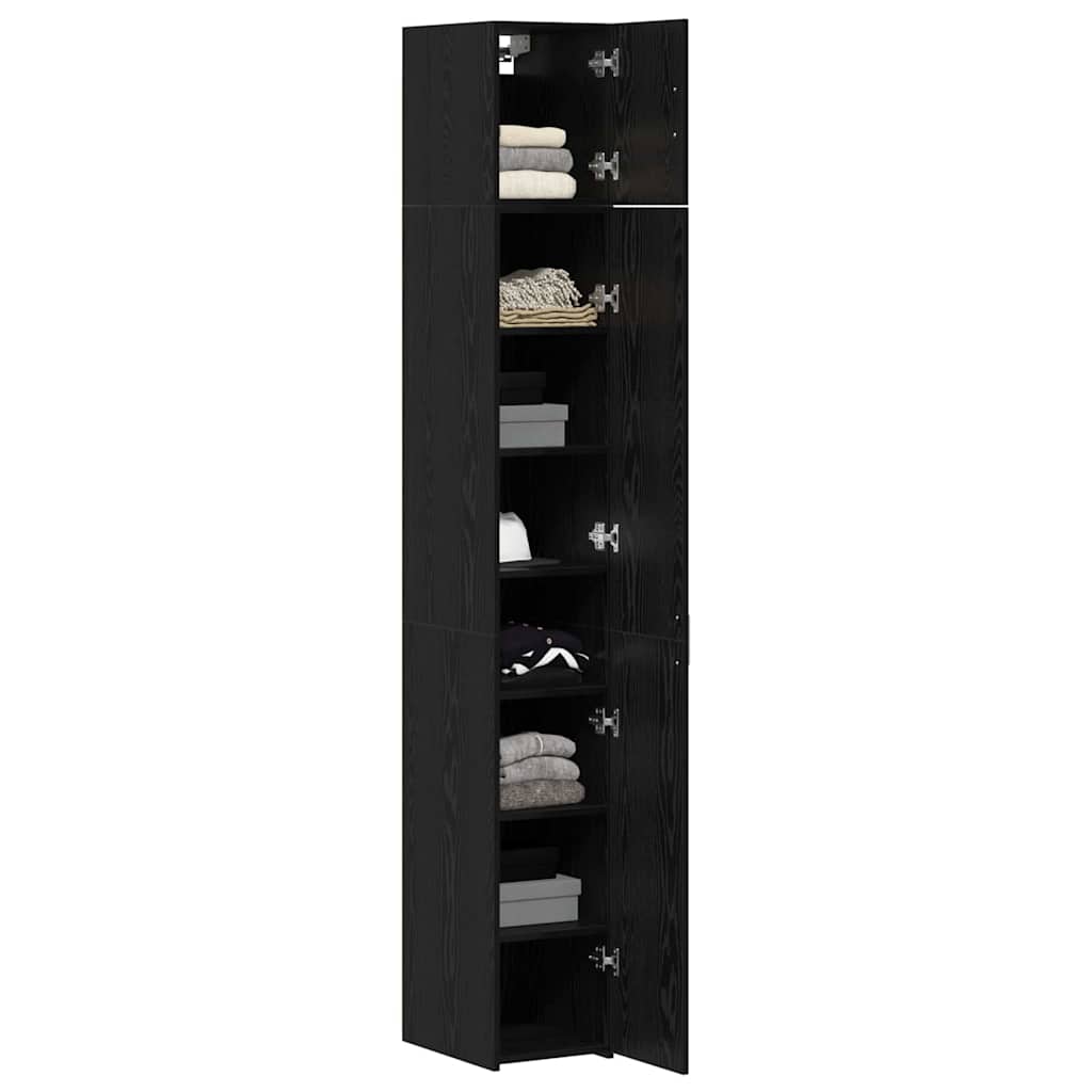 Armadio 3 pcs Rovere Nero 30 x 42,5 x 225 cm