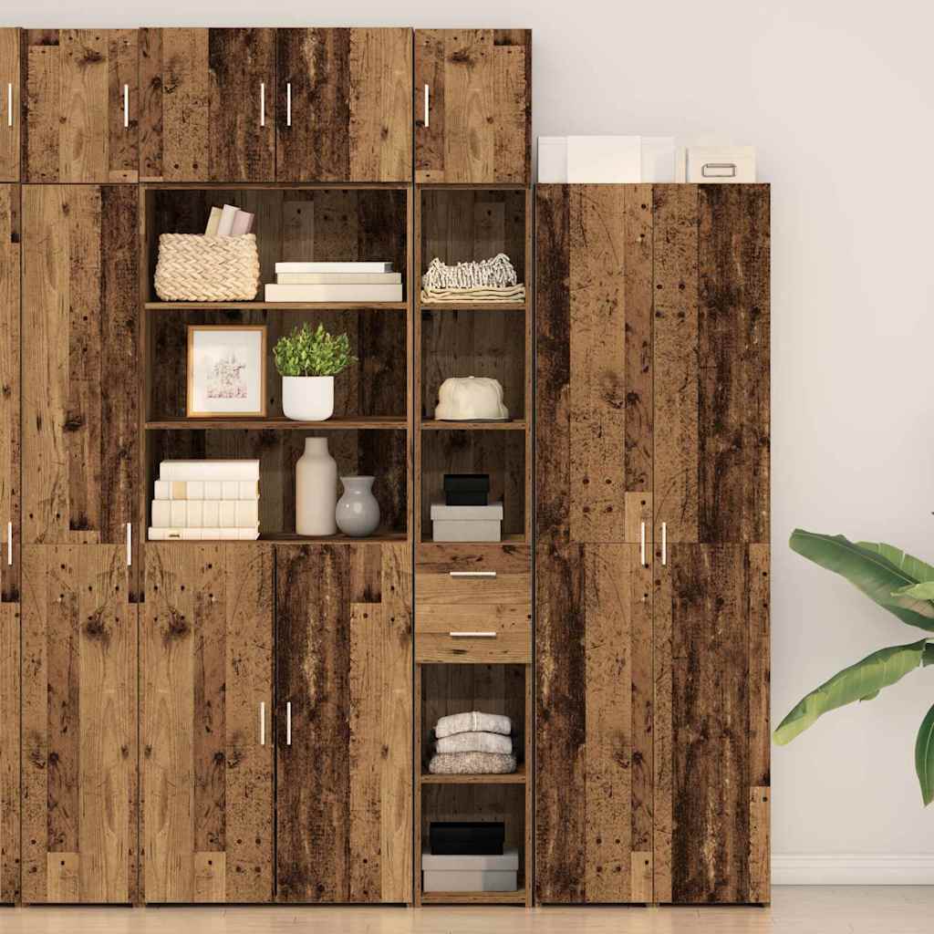 Armadio con cassetto 2 pcs Legno vecchio 30 x 42,5 x 225 cm