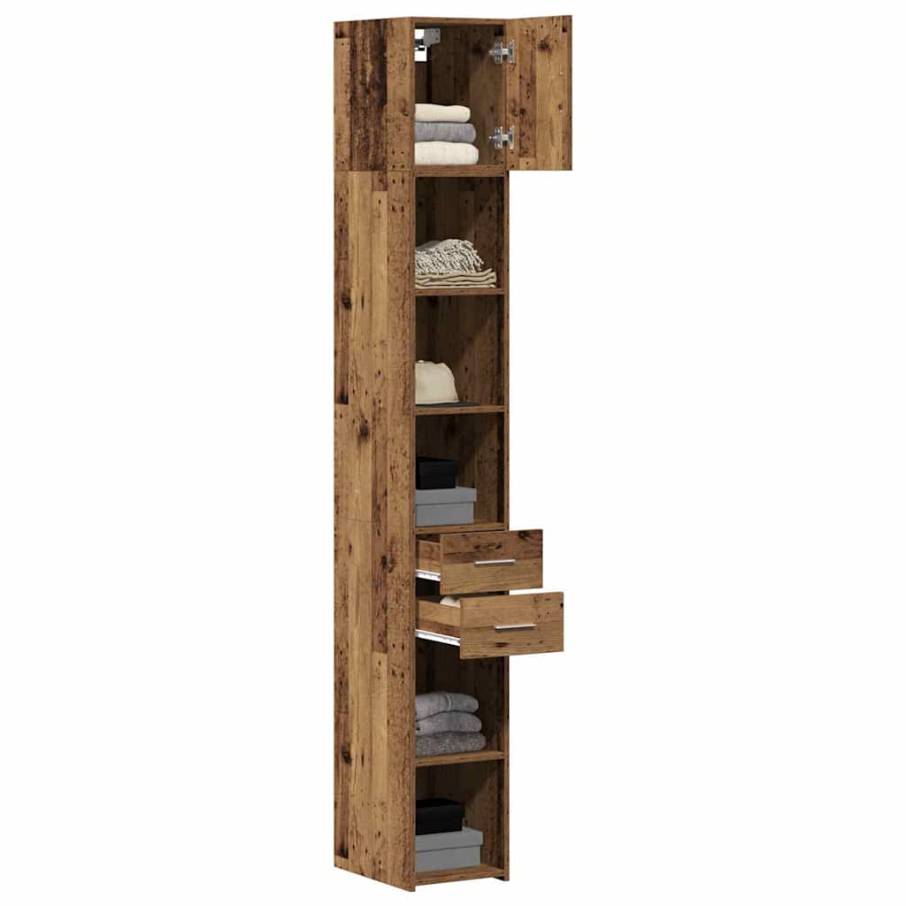 Armadio con cassetto 2 pcs Legno vecchio 30 x 42,5 x 225 cm