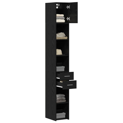 Armadio con cassetto 2 pcs Rovere Nero 30 x 42,5 x 225 cm