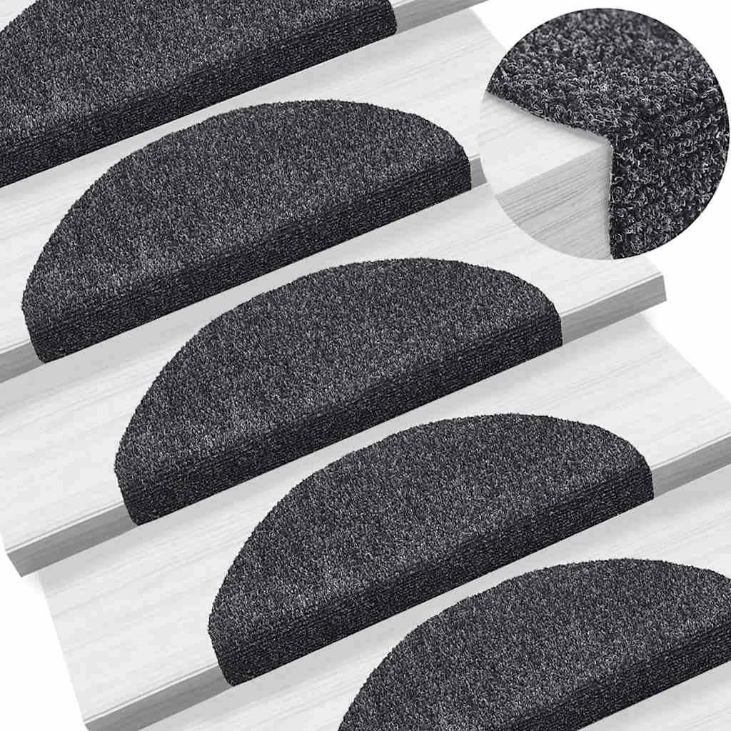 Tappetini per scale autoadesivi 20 pz 65x21x4 cm Grigio scuro Semicircolari Grandi