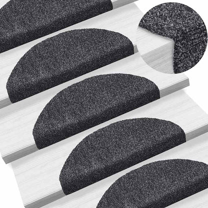 Tappetini per scale autoadesivi 30 pz 65x21x4 cm Grigio scuro Semicircolari Grandi