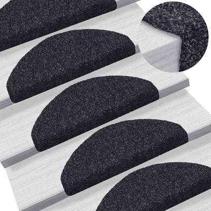 Tappetini per scale autoadesivi 30 pz 65x21x4 cm neri semicircolari grandi