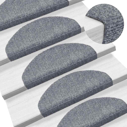 Tappetini per scale autoadesivi 30 pz 65x21x4 cm Grigio chiaro Semicircolari Grandi