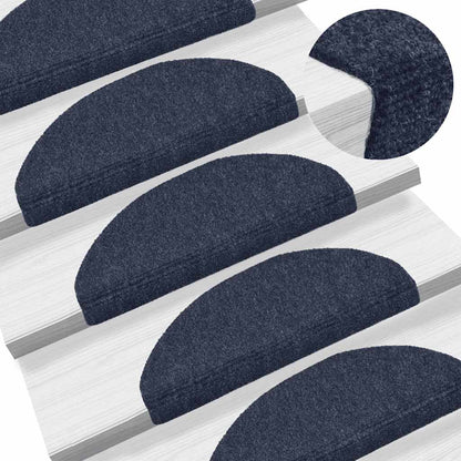 Tappetini per scale autoadesivi 30 pz 65x21x4 cm blu semicircolari grandi