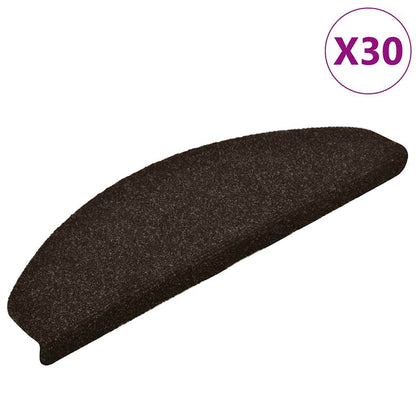 Tappetini per scale autoadesivi 30 pz 65x21x4 cm marrone scuro semicircolari grandi