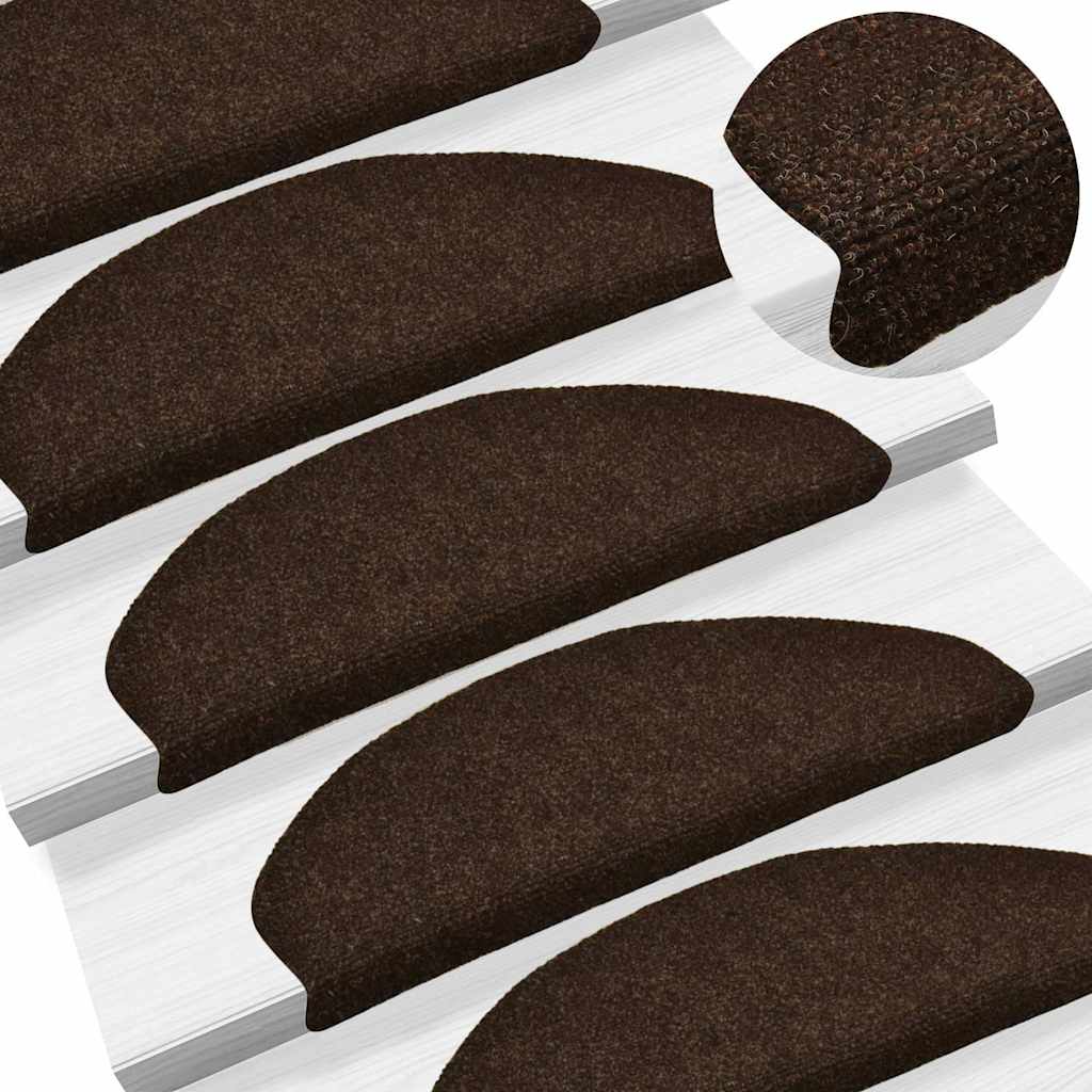 Tappetini per scale autoadesivi 30 pz 65x21x4 cm marrone semicircolari grandi