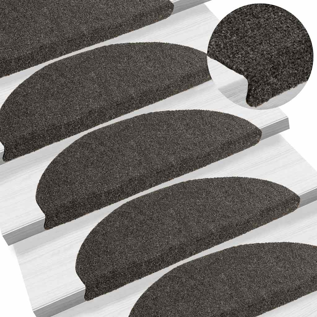 Tappetini per scale autoadesivi 30 pz 65x21x4 cm Antracite Semicircolari Grandi