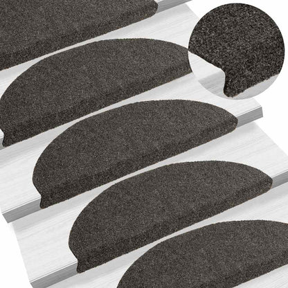 Tappetini per scale autoadesivi 30 pz 65x21x4 cm Antracite Semicircolari Grandi
