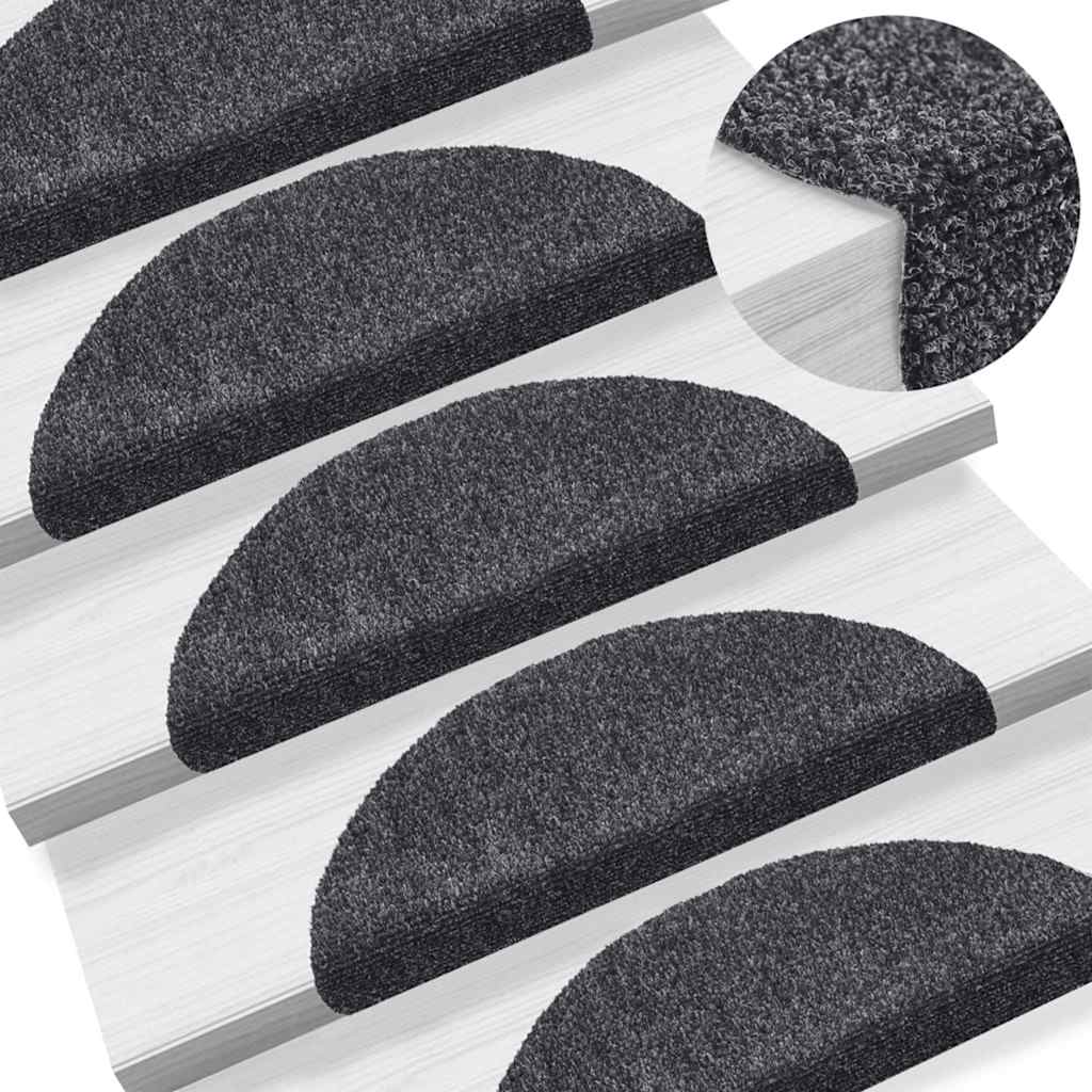 Tappetini per scale autoadesivi 20 pz 56x17x3 cm Grigio scuro semicircolari