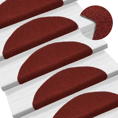 Tappetini per scale autoadesivi 20 pz 56x17x3 cm Bordeaux Rosso Semicircolari