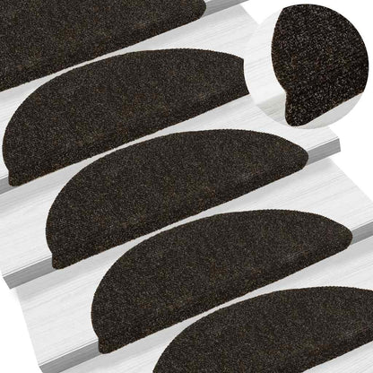 Tappetini per scale autoadesivi 20 pz 56x17x3 cm marrone scuro semicircolari