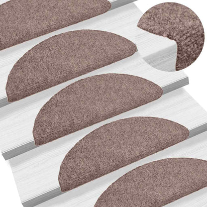 Tappetini per scale autoadesivi 30 pz 56x17x3 cm Marrone Chiaro semicircolari