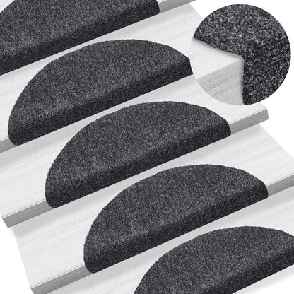Tappetini per scale autoadesivi 30 pz 56x17x3 cm Grigio scuro semicircolari