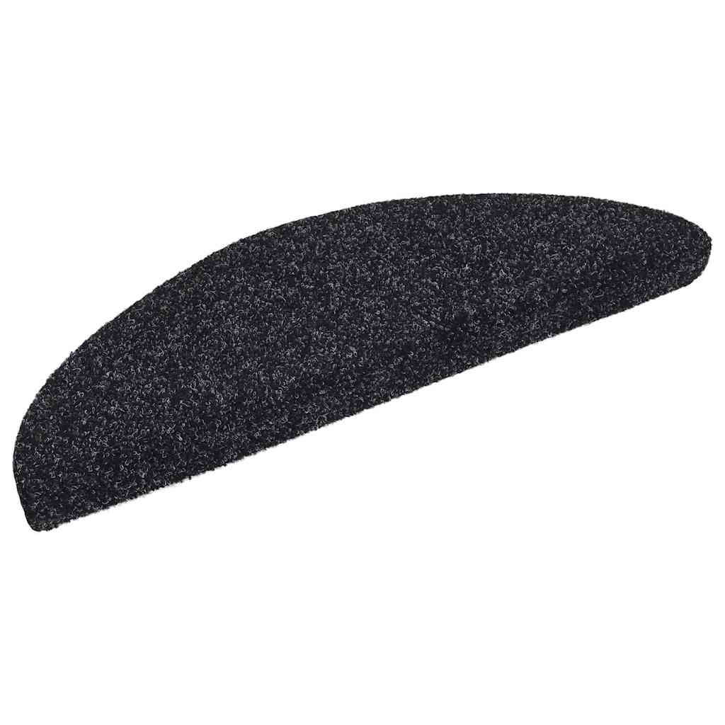 Tappetini per scale autoadesivi 30 pz 56x17x3 cm neri semicircolari