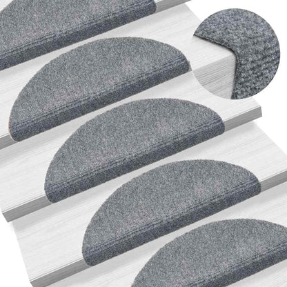 Tappetini per scale autoadesivi 30 pz 56x17x3 cm Grigio chiaro semicircolari
