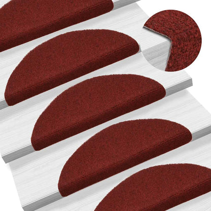 Tappetini per scale autoadesivi 30 pz 56x17x3 cm Bordeaux Rosso Semicircolari