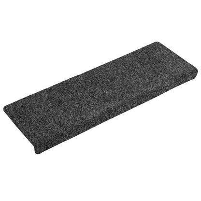 Tappetini per scale autoadesivi 30 pz 65x21x4 cm Grigio Scuro bordo rettangolare