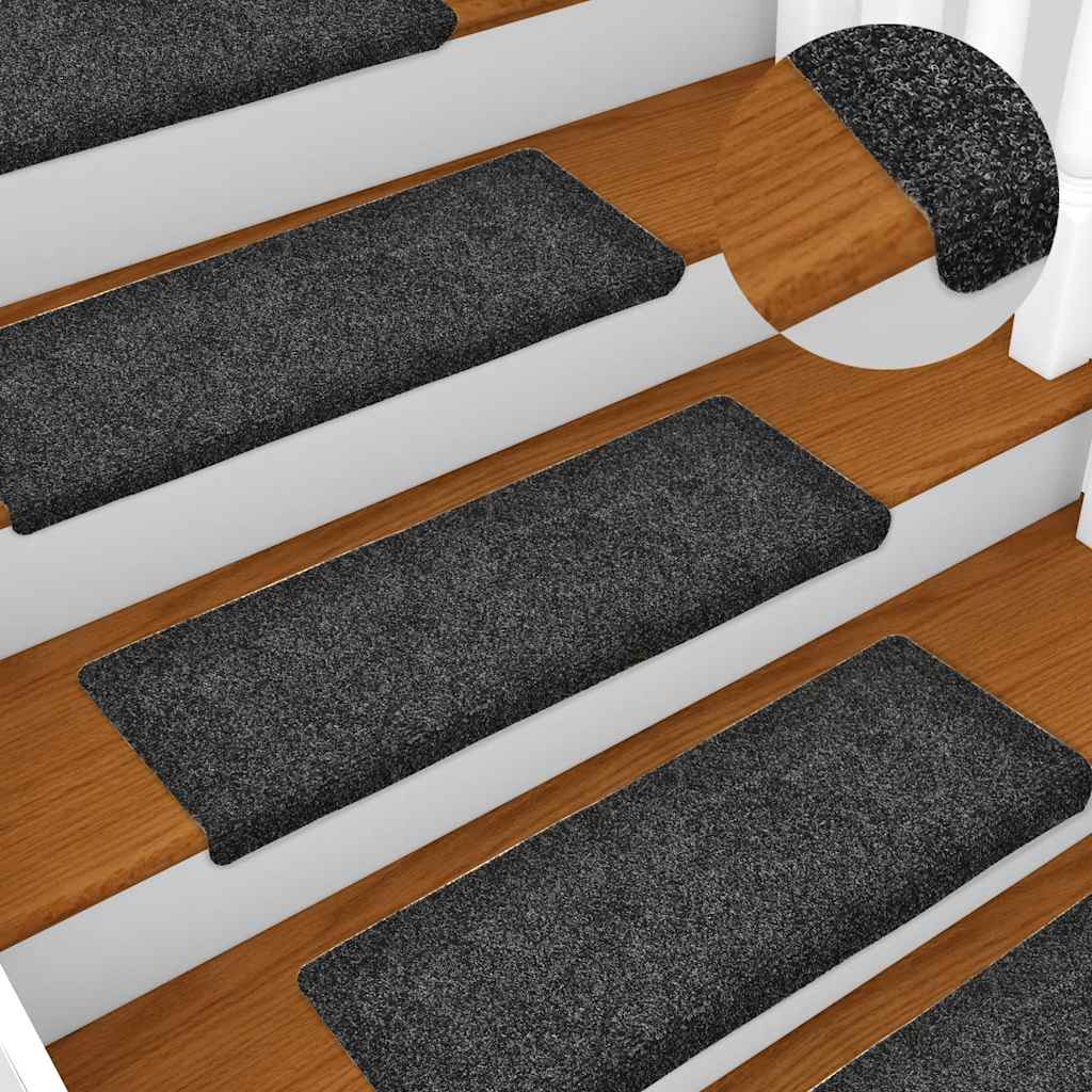Tappetini per scale autoadesivi 30 pz 65x21x4 cm Grigio Scuro bordo rettangolare