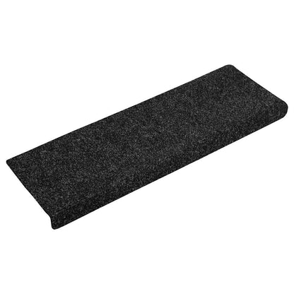 Tappetini per scale autoadesivi 30 pz 65x21x4 cm neri bordo rettangolare