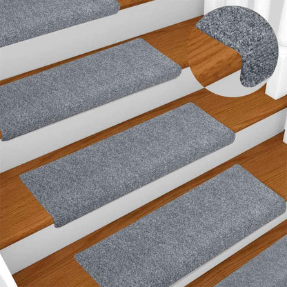 Tappetini per scale autoadesivi 30 pz 65x21x4 cm Grigio chiaro bordo rettangolare